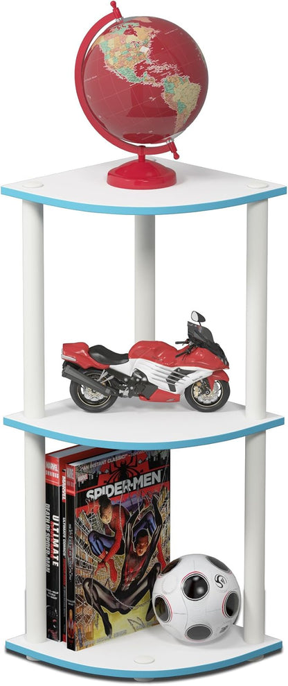 Furinno TURN-N-TUBE Corner Shelf, 3-Tier Corner Bookshelf, Display Storage - Image 5