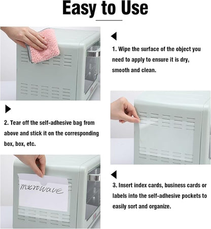 52 Pcs 5" x 7" Self Adhesive Index Card Pockets Label Pockets - Image 3