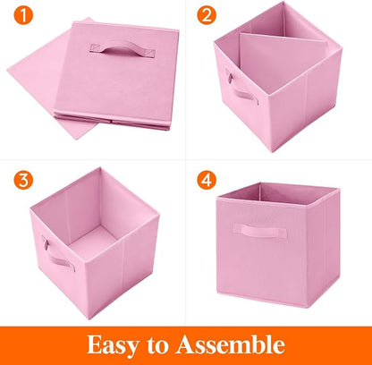 Lifewit Storage Cubes, 11 Inch Organizer Bins, 18L Pink, 12 Packs | Foldable - Image 2