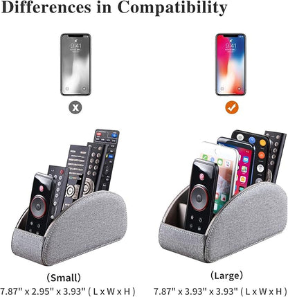 TV Remote Control Holder with 5 Compartments, Pu Leather Remote Caddy/Box/Tray - Image 3