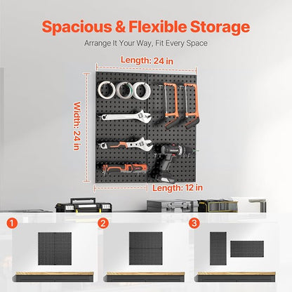 VEVOR Metal Pegboard Panels, 2 Panels, Heavy Duty Peg Board Wall Organizer - Image 4
