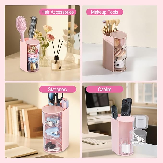 Pink Hair Accessory Organizer, 3-Layer Clear Hair Accessories Organizer - Image 4