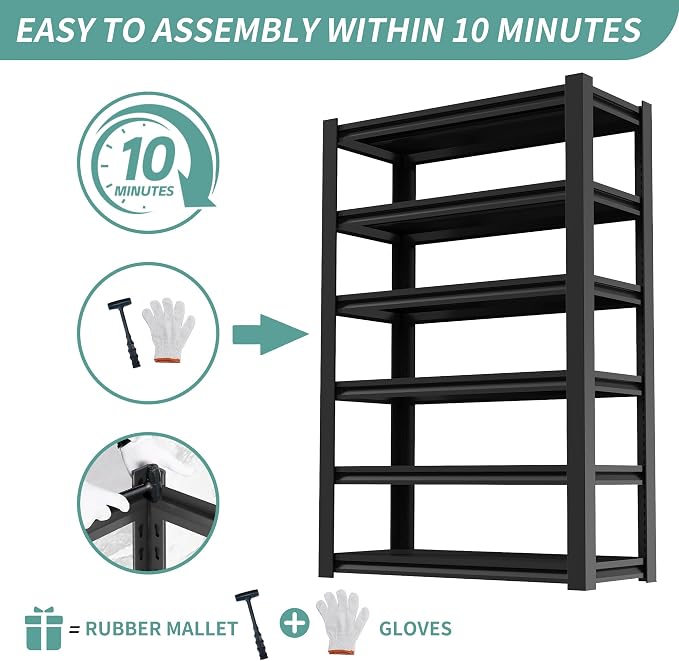 82" H Garage Shelving, 6 Tier Adjustable Heavy Duty Storage Shelves, 2500Lbs - Image 6