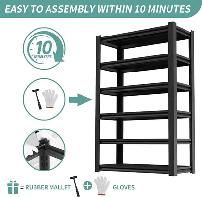 82" H Garage Shelving, 6 Tier Adjustable Heavy Duty Storage Shelves, 2500Lbs - Image 6