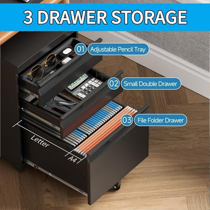 3 Drawer Mobile File Cabinet - Image 5