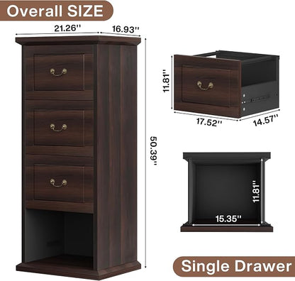 Tribesigns 4-Drawer File Filing Cabinet, Vertical Office File Cabinet, Walnut | - Image 2