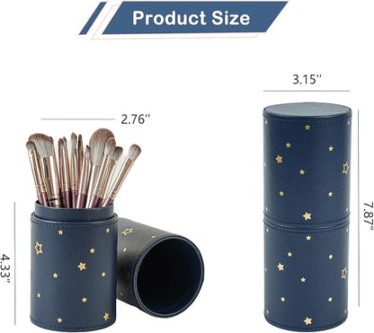 Portable Makeup Brush Holder, Waterproof PU Leather Travel Makeup Brush Case - Image 3