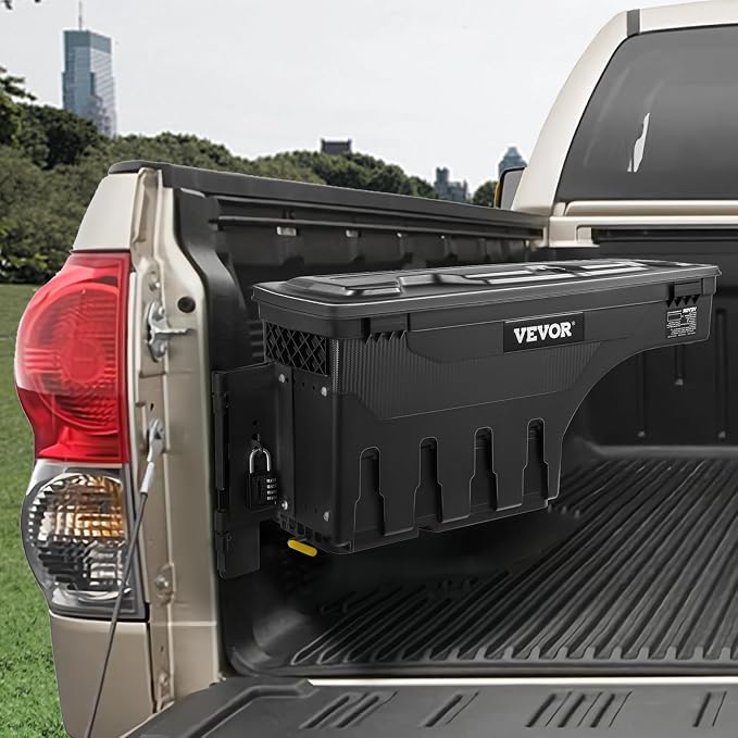VEVOR Truck Bed Storage Box, Lockable Lid, Waterproof ABS Wheel Well Tool Box - Image 2