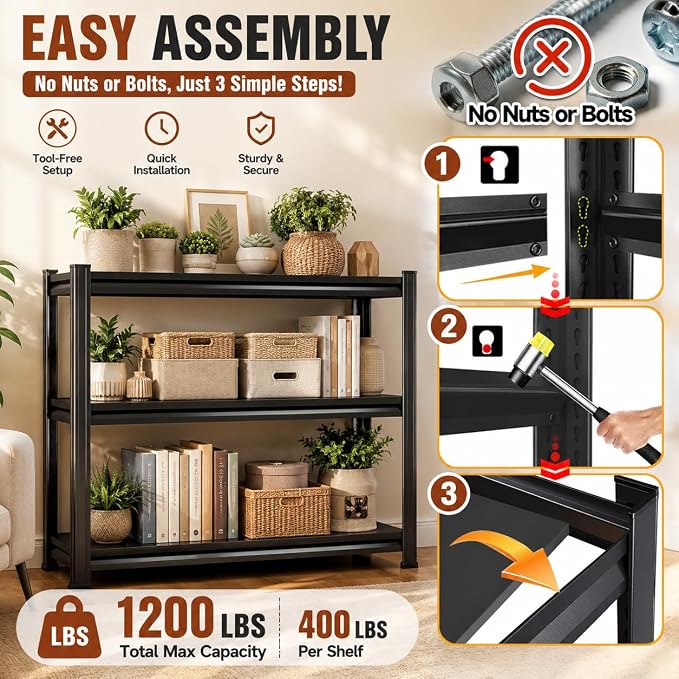Heavy Duty Metal Bookshelf Adjustable Storage Shelving Unit - Image 7