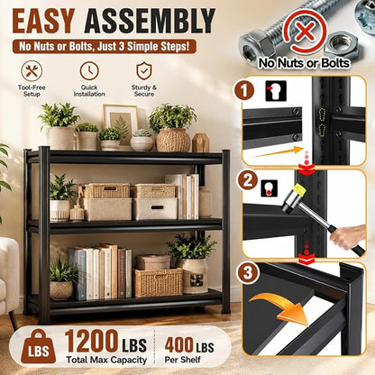 Heavy Duty Metal Bookshelf Adjustable Storage Shelving Unit - Image 7
