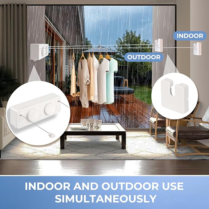 Retractable Clothesline Indoor Outside Heavy-Duty, Upgrade 304 Double Stainless - Image 6