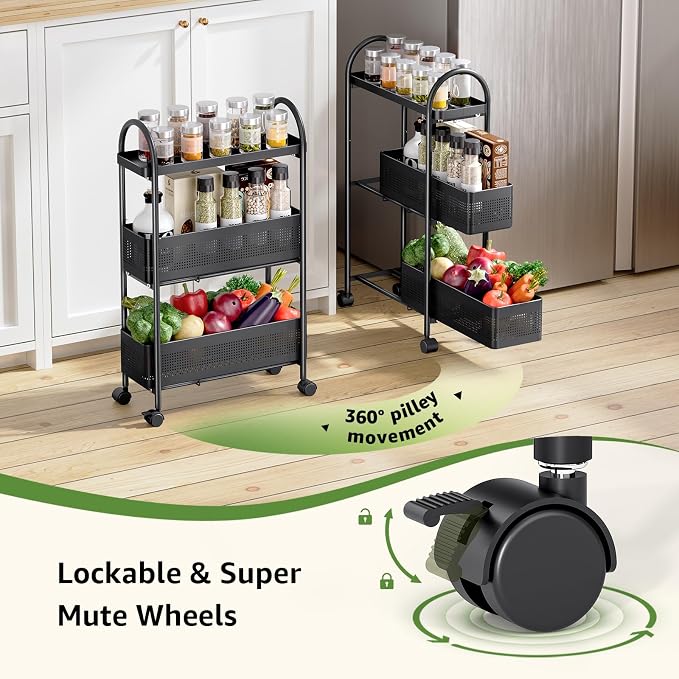 KINGRACK 3-Tier Slim Storage Cart - Image 3