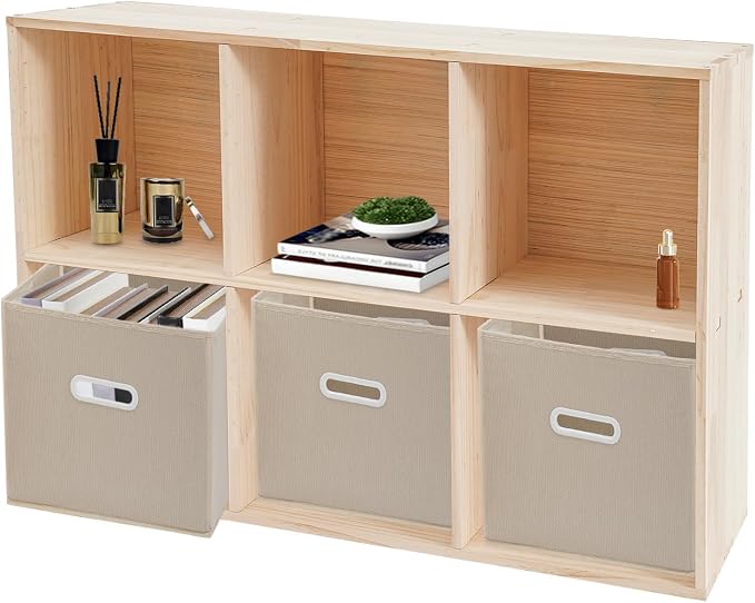Wooden Cube Shelf Bookcase, Solid Wood Shelves by WBGANG