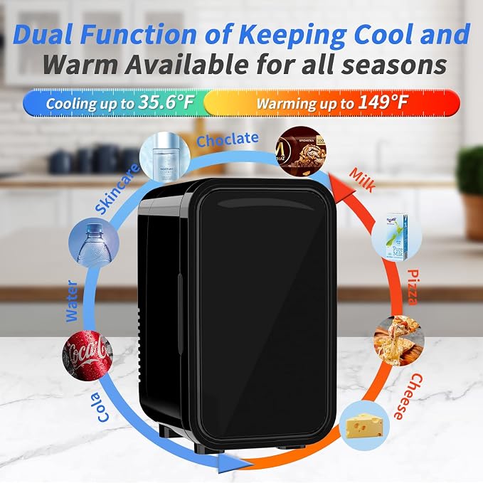 Mini Fridge, 6 Liter/8 Can 110V AC/DC Portable Thermoelectric Cooler - Image 3