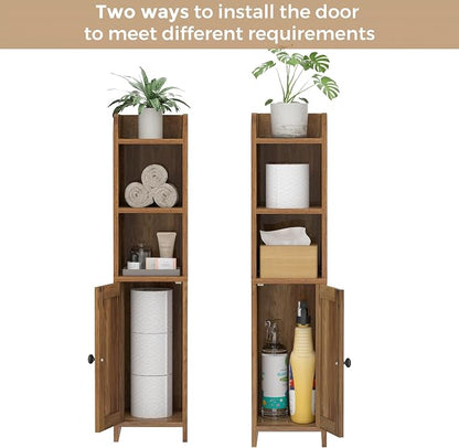 Homhedy Small Bathroom Storage Cabinet, Narrow Toilet Paper Cabinet | Corner - Image 4