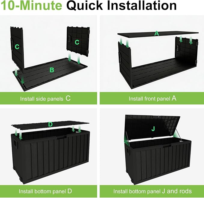 75 Gallon Outdoor Storage Box Waterproof, 350LBS Lockable Patio Storage Box - Image 6