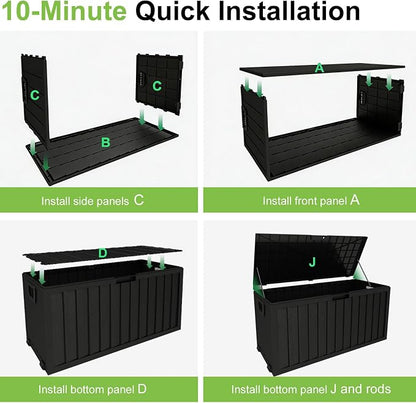 75 Gallon Outdoor Storage Box Waterproof, 350LBS Lockable Patio Storage Box - Image 6