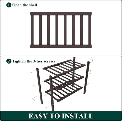 Smiry Bamboo Shoe Rack for Closet, 3 Tier Small Wooden Stackable Shoe Organizer - Image 6