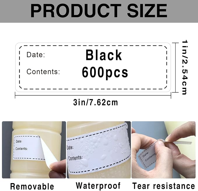 600pcs Removable Freezer Labels, 1x3 Inch Food Storage Stickers Containers Date - Image 2