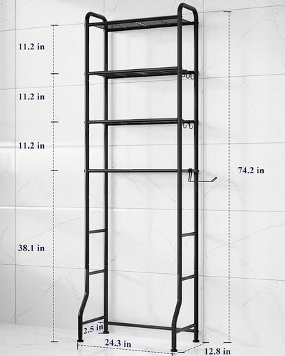 Kitsure Over Toilet Storage Rack, 74.2" H Space-Saving, Holder & Hooks | - Image 2