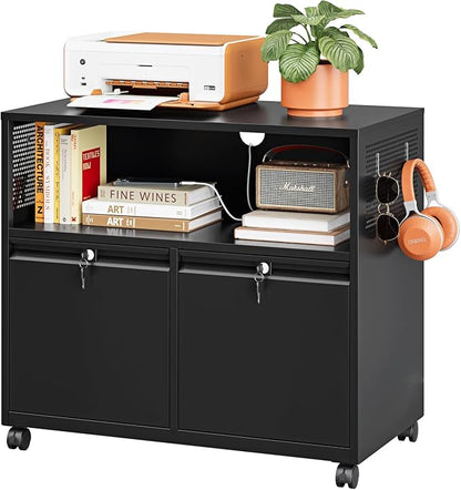 Metal File Cabinet, 2 Drawer Filing Cabinet by LISSIMO