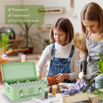 60 Slots Seed Storage Box with 4 Dividers, Metal Seed Storage Organizer Saving - Image 6