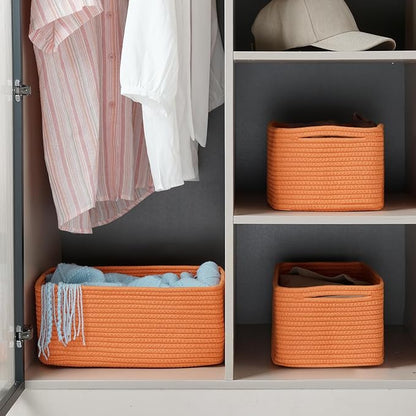 3-Pack Small Storage Baskets for Organizing | Woven Shelf Toy Basket | Rope - Image 4