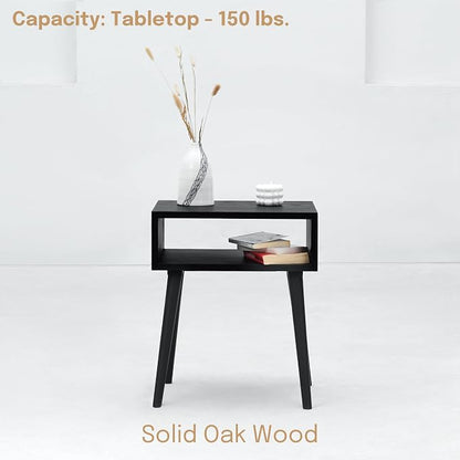 NTC Solid Oak Zoe Nightstand, Mid Century Modern Side Table Bedroom, Bedside - Image 7