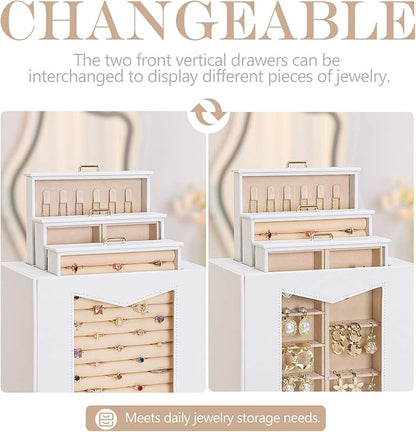 Homde Jewelry Organizer with Transparent Window Necklace Hooks Gift - Image 3