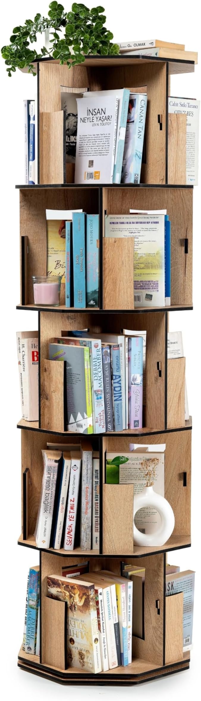 Vigo Wood 5 Tier Rotating Bookshelf Tower by VigoWood
