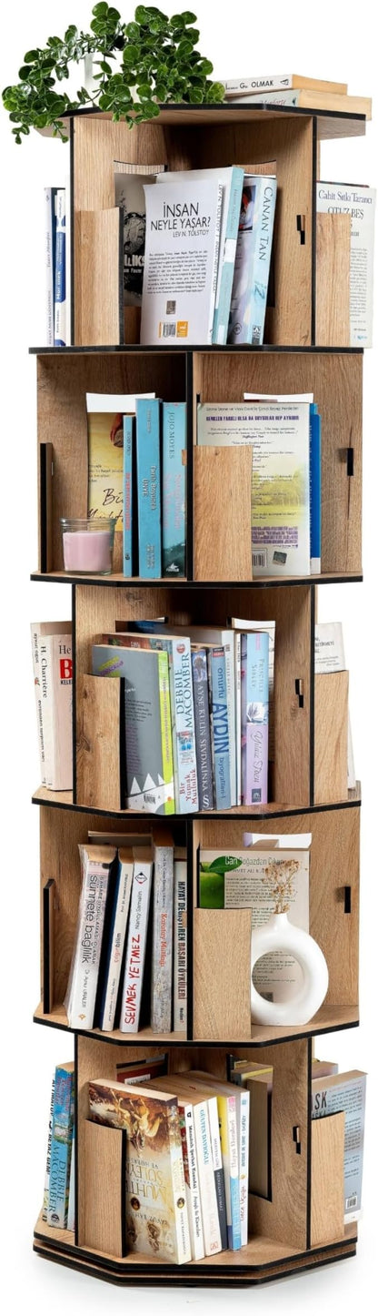 Vigo Wood 5 Tier Rotating Bookshelf Tower by VigoWood