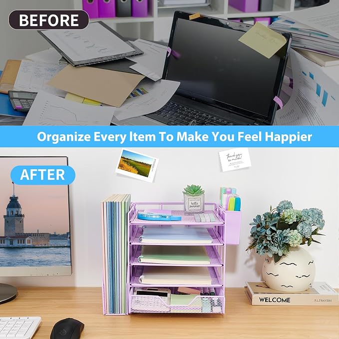 Desk Organizers and Accessories, 5-Tier Paper Letter Tray Organizer - Image 4