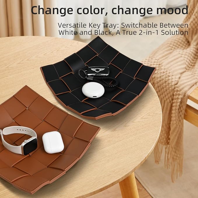 Valet Tray PU Leather Key Holder Bowl - Image 8