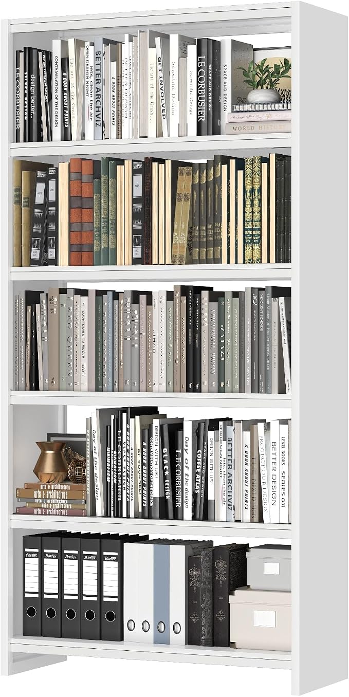 69" Tall Bookcase, 5-Tier Wide Bookshelf, Library Book Case by LyAosdFu