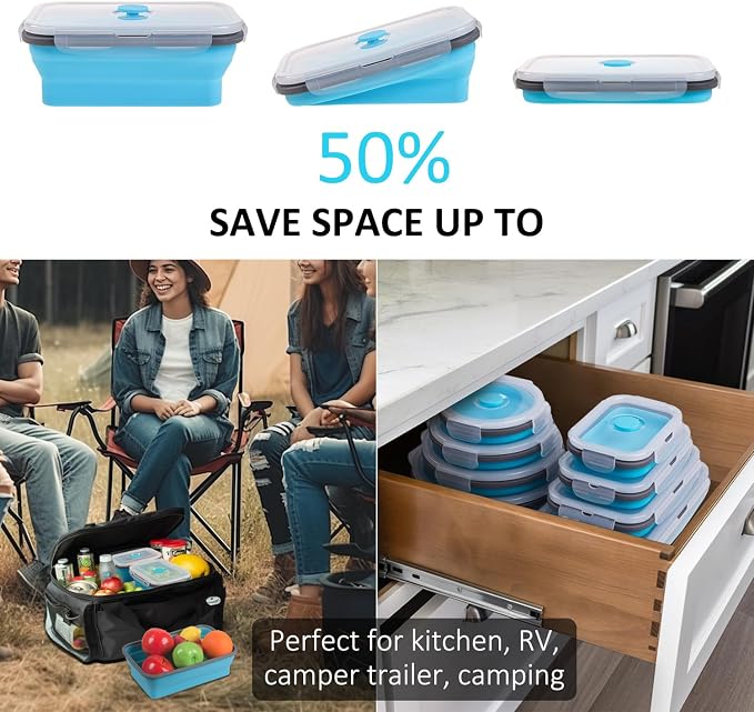 8 Pack Collapsible Food Storage Containers - Image 3