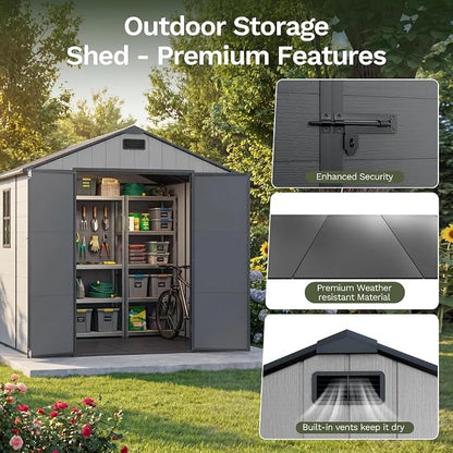 Patiowell 8x10 FT Resin Outdoor Storage Shed - Image 3