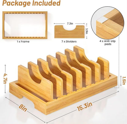 Bamboo Pot and Pan Organizer, Pot Lid Organizer Holder Rack - Image 2