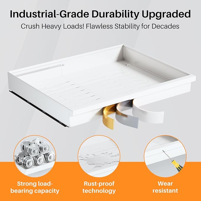 Pull out Cabinet Organizer, Adjustable Full-Extension Adhesive Roll out Shelves - Image 6