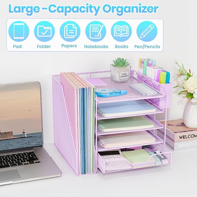 Desk Organizers and Accessories, 5-Tier Paper Letter Tray Organizer - Image 6
