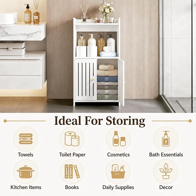 HAYOFAMY 3-Tier Bathroom Storage Cabinet 8.7" D x 14.2" W x 24.8" H | White - Image 6
