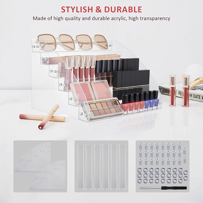 KINGROW Nail Polish Organizer Holder Rack 6 Layers Acrylic Display Rack - Image 7