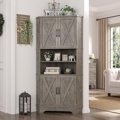Corner Cabinet, 6-Tier Corner Food Pantry Hutch - Image 7