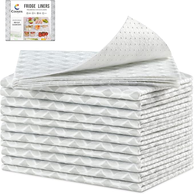 Cooyes 12 PCS Refrigerator Liners, Refrigerator Shelf Liners and Mats by Cooyes