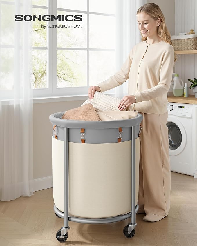 SONGMICS Laundry Basket, Rolling Steel Frame - Image 2
