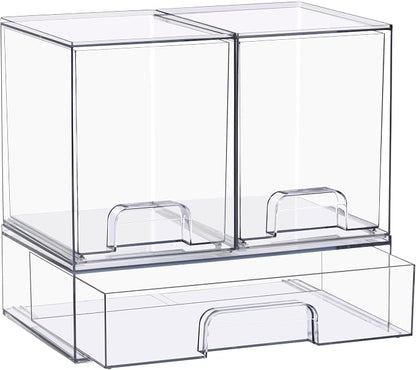 Sorbus Stackable Acrylic Storage Drawers – 2 Tall + 1 Wide – 3 Pack Clear - Image 8