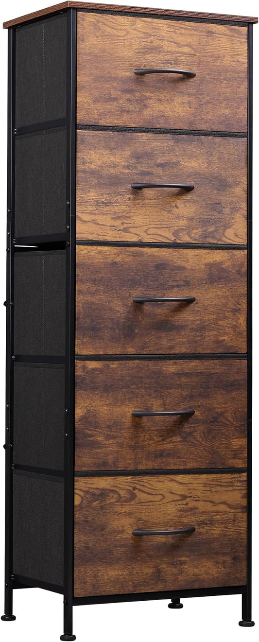 WLIVE Tall Dresser for Bedroom, 5 Drawer Dresser, Rustic Brown | 5 vertical by WLIVE