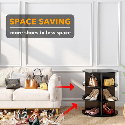 SpaceAid 3 Tier Rotating Shoe Rack Tower, Spinning Shoe Display Lazy Susan - Image 3