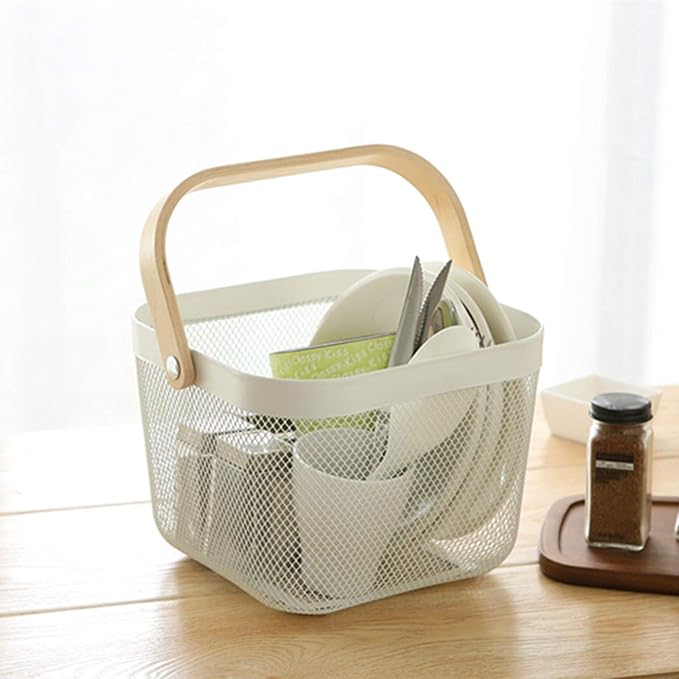 AJIODA Metal Mesh Steel Basket, Storage Organizer Basket Multi-functional - Image 6