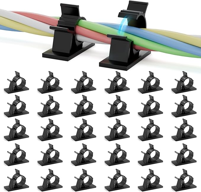 Viaky 30Pcs Black Wire Clips Self Adhesive Cables Clamps Adjustable Cable by Oneclickforallyourneeds%EF%BC%81