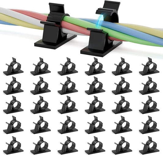 Viaky 30Pcs Black Wire Clips Self Adhesive Cables Clamps Adjustable Cable by Oneclickforallyourneeds%EF%BC%81